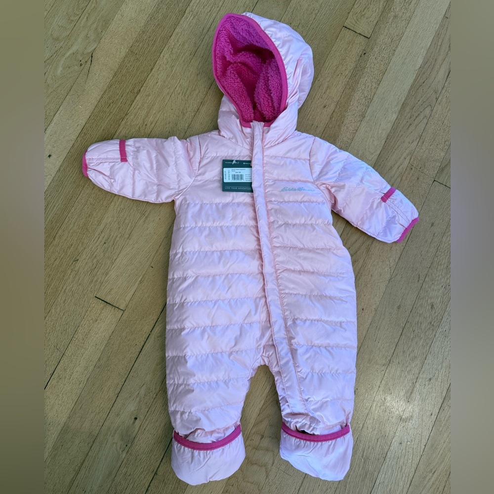 NWT Eddie Bauer Pink Infant Down Snowsuit 0-3m